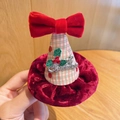 Fermaglio per capelli bimbi con fiocco di velluto rosso e cappello di Babbo Natale - Fermaglio per capelli / Molletta Cappello di Natale Rosso