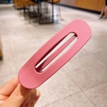 Minimalist matte pink hair clip in oval design for women with elegant morandi finish - Pink