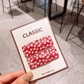 Classic red polka dot rectangular hair clip set for girls on presentation card - 7-Red with White Dots