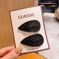 Klassieke set van twee zwarte glitter haarspeldjes in druppelvorm voor meisjes - Zwart
