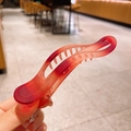 Frosted large matte duckbill hair clip with red to pink gradient for women - Gradient Color (3-Red) / Red