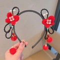 Cerchietto fiori rossi con nappe e trecce per costumi di Capodanno cinese per bambine - Farfalla di Peluche Rossa