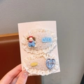 Fermagli per capelli in peluche per bambini con pizzo bianco e cucciolo carino in beige - Stile Cane Cuore (2-爱心小狗)