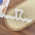 Iridescent pearl white oversized wave claw clip with hollow heart design for women - Heart Wave Style (X1214) / Iridescent White
