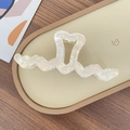 Iridescent white heart wave hair claw clip with pearlescent finish and gold spring - Heart Wave Style (X1214) / Gradient Beige