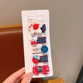 Lot de 5 barrettes à cheveux pour filles avec motifs fraise et chiot mignons - Chiot en Robe Rouge