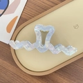 Iridescent heart-shaped wave hair claw clip with pearlescent finish and gold spring - Heart Wave Style (X1214) / Iridescent Blue