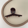 Classic dark brown tortoise shell acetate hair claw clip with golden Barrette La France text - Chocolate