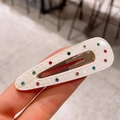 Fermaglio BB in acetato bianco con mini strass colorati e bordo con tratteggio - Stile Goccia d'Acqua Bianco Crema (1-奶白-水滴夹)