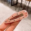 Fermaglio per capelli a goccia rosa con cuciture bianche e strass colorati - Stile Goccia d'Acqua Rosa Arancio (4-橘粉-水滴夹)