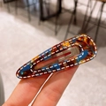 Acetate-Haarspange in Schildpatt und Blau mit bunten Strasssteinen und Punkten - Blau-Brauner Tropfen-Stil (6 - Blau-Braun - Tropfen-Clip)