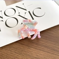 Pince à cheveux en acétate marbré rose et bleu avec texte Barrette La France - Estompé Étoile Cyan Rose