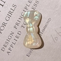 Elegant white acetate bow hair clip with pearlescent finish and France Handmade text - Pearl White