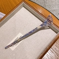 French retro acetate hair pin with purple marble texture and elegant pearl detail - Starry Blue