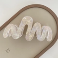 Iridescent pearlescent pink wavy acetate hair claw clip for thick hair styling - Yellow