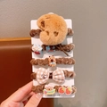 5-delige set schattige bruine pluche beer en popcorn haarelastiekjes voor meisjes - Slapende Capybara