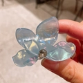 Pinza para el pelo con flor azul irisada y gota de cristal para un peinado elegante - Pequeño / Azul