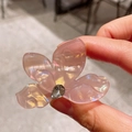 Pinza para el pelo flor buganvilla rosa perlada con cristal de gota elegante - Pequeño / Rosa