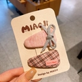 Lot de barrettes en tissu rose et marron avec nœud fait main pour petites filles - Pince Triangulaire Nœud Gris