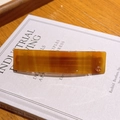 Classic rectangle tortoise shell acetate hair clip with amber texture and metal detail - Amber