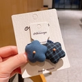 Barrettes à cheveux en tissu en forme d'étoile bleu marine et à carreaux, lot de deux - 5-Bleu Rétro Élastique