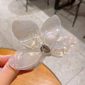 Pince à cheveux fleur blanche irisée avec cristal, accessoire chic en acétate - Grand / Blanc Sirène