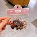 Cute brown plaid and leopard print heart hair ties set in clear packaging for girls - Coffee Colors