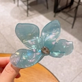 Pince à cheveux fleur sirène bleue avec strass et finition nacrée aux reflets irisés - Grand / Vert