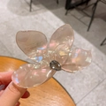 Pince à cheveux fleur rose nacré avec strass central pour une coiffure élégante - Grand / Jaune