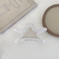 Star-shaped acetic acid hair claw clip with iridescent pearl finish and hollow design - White
