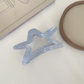 Star shaped acetic acid hair claw clip in iridescent light blue finish for women - Blue