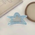 Blue marbled acetate star hair claw clip with pearlescent finish for women - Green