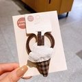 Elastico per capelli a forma di gelato marrone con pizzo e motivo a quadri su carta - Gelato