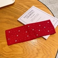 Fascia elastica rossa con borchie a stella d'argento e strass per capelli - Rosso