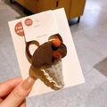 Elastico per capelli stile coreano a forma di gelato con pois e pompon rossi - Cono gelato