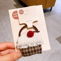 Élastique à cheveux mignon en peluche cupcake avec cerise rouge sur carte bijoux - Gâteau