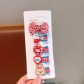 Lot de 5 barrettes à cheveux faites main pour filles avec nœuds rouges et lapins - 3-Pomme Brodée
