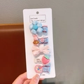 Lot de 5 barrettes mignonnes pour filles avec fleurs bleues, lapins et nœuds roses - 4-Fraise