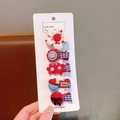 Lot de cinq barrettes à cheveux fleurs et nœuds pour enfants sur carte de support - 5-Petite Fleur Rouge (Ensemble de 5)