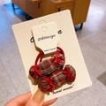 Red-brown plaid candy-shaped hair ties with velvet ribbons for sweet school girl style - Red Candy Hair Tie