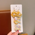 Handheld 6-piece yellow hair accessories set with sunflower elastics and cartoon clips - Yellow Series