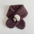Thick knit neck warmer in wine red featuring a decorative paisley mushroom design - Brown (Scarf)