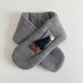Gray knitted scarf for toddlers featuring a cute Christmas tree patch and pom-poms - Gray (Scarf)