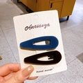 Set di due fermagli per capelli floccati blu scuro e color caffè su carta - Fermagli BB Blu Nero