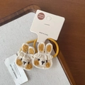 Paire d'élastiques à cheveux lapin au crochet crème et jaune pour filles et enfants - Chouchou Jaune