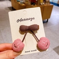 Barrette à cheveux nœud cerise rose pour filles avec broderie lapin mignonne - Barrette Cerise (X1530)