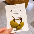 Velvet heart hair tie in mustard yellow and green with high elasticity hair rope - Wave Ring Yellow Heart