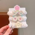 Set di tre elastici per capelli da bambina con pois, fiocchi e motivi a ciliegia - Set Giallo (X1105)