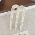 Forcina per capelli in acetato bianco crema marmorizzato per acconciature eleganti - Bianco Sporco