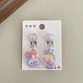 Orecchini a clip per bambini a forma di coniglio e caramelle con glitter rosa - 1-Coniglio